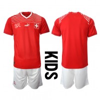 Schweiz Fußballbekleidung Heimtrikot Kinder WM 2022 Kurzarm (+ kurze hosen)